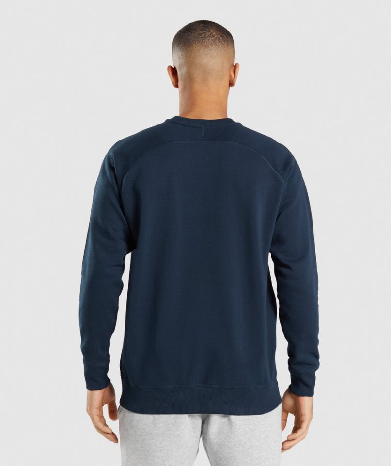 Men's Gymshark Apollo Crew Sweatshirts Navy | NZ 4UCYRD